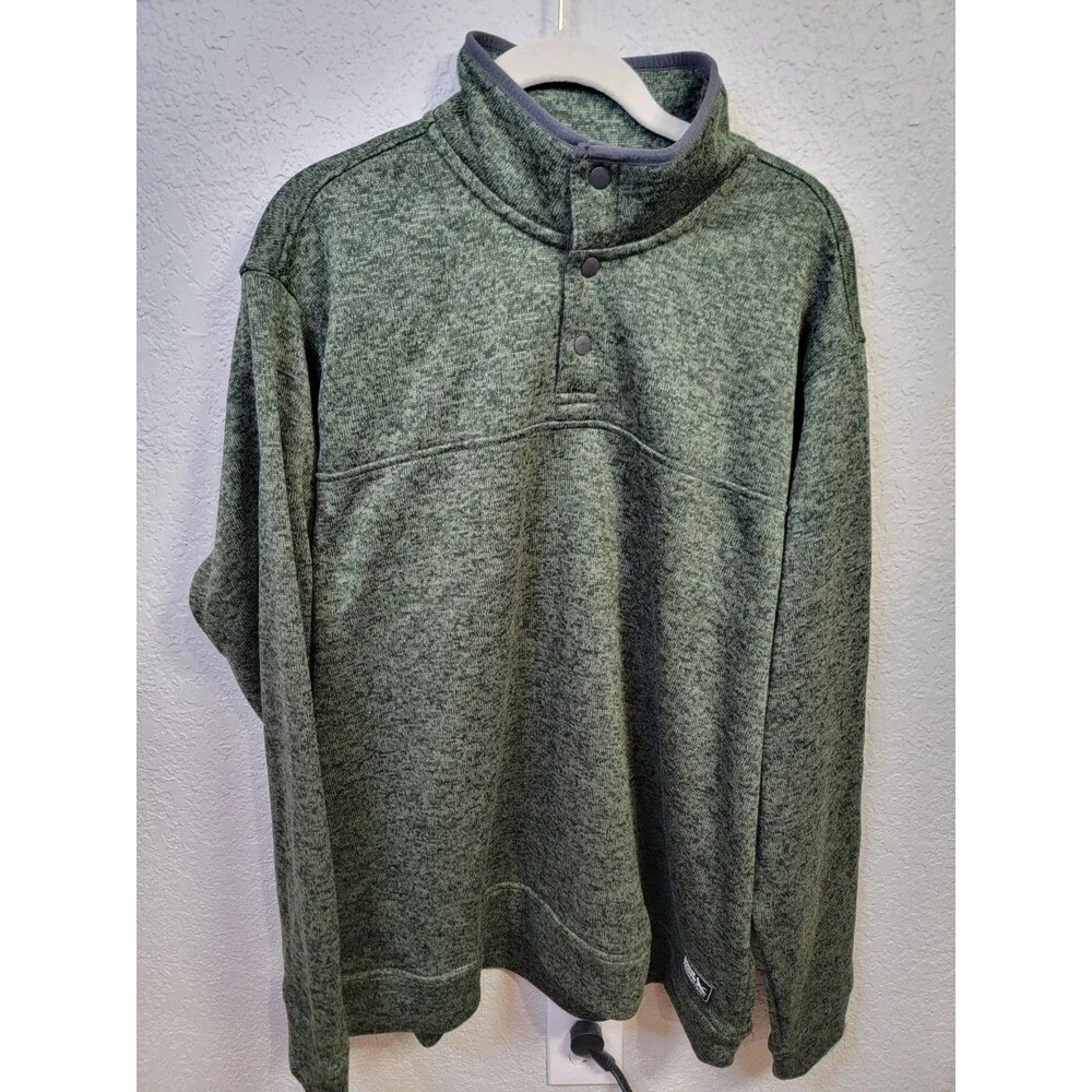 Eddie Bauer Mens XL Green Snap Mock Neck Pullover Sweater Fleece 100% Polyester - Picture 3 of 10